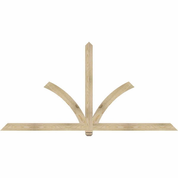 Ekena Millwork Redmond Rough Sawn Timber Gable Bracket, Douglas Fir, 96"W x 48"H x 2"D x 4"F, 12/12 Pitch GBW096X48X0204RED00RDF - main